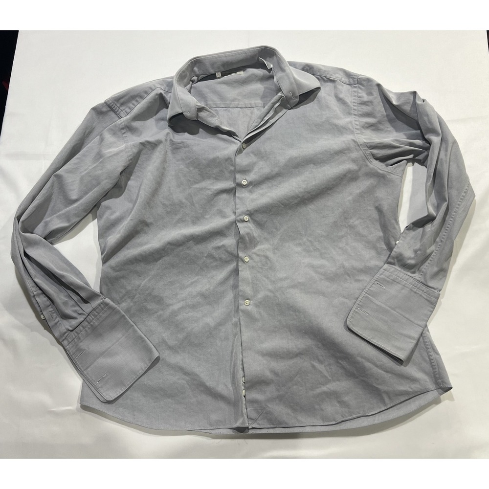 Ermenegildo Zegna Dress Shirt Mens 17 1/2 44 Gray Vintage 100% Cotton